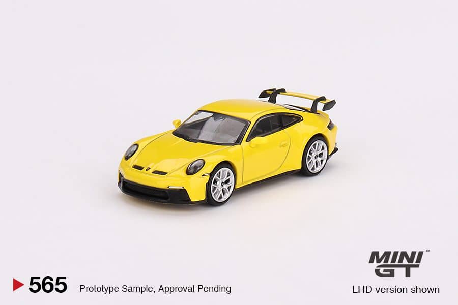 MINI GT No.565 Porsche 911 (992) GT3 Racing Yellow MGT00565