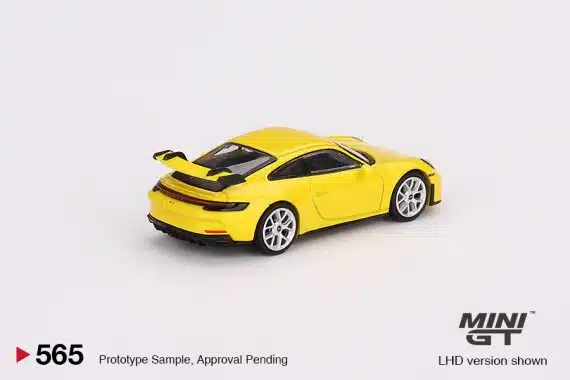 MINI GT No.565 Porsche 911 (992) GT3 Racing Yellow MGT00565