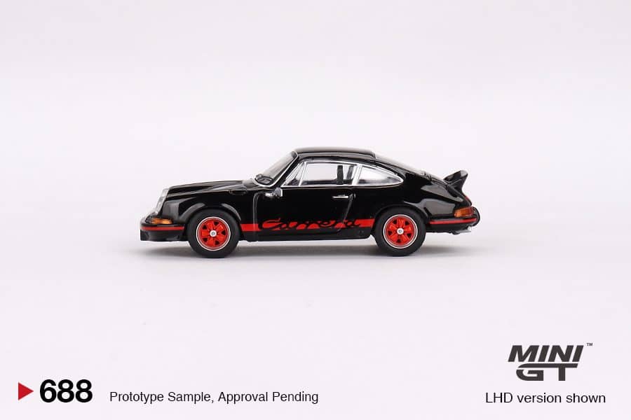 MINI GT No.688 Porsche 911 Carrera RS 2.7 Black with Red Livery MGT00688