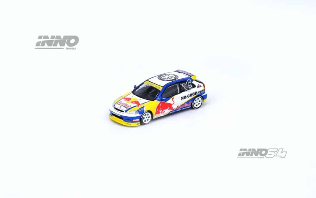 INNO64 1/64 Honda Civic EK9 No Good Racing - Red Bull Livery JDM Collection IN64-EK9-JDM14
