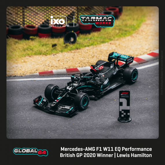 Tarmac Works 1/64 GLOBAL64 Mercedes-AMG F1 W11 EQ Performance British Grand Prix 2020 Winner Lewis Hamilton T64G-F036-LH4
