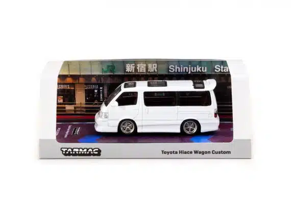 Tarmac Works 1/64 ROAD64 Toyota Hiace Wagon Custom White T64R-078-WH