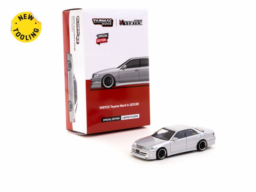 Tarmac Works 1/64 GLOBAL64 VERTEX Toyota Mark II JZX100 Silver Metallic T64G-024-SL