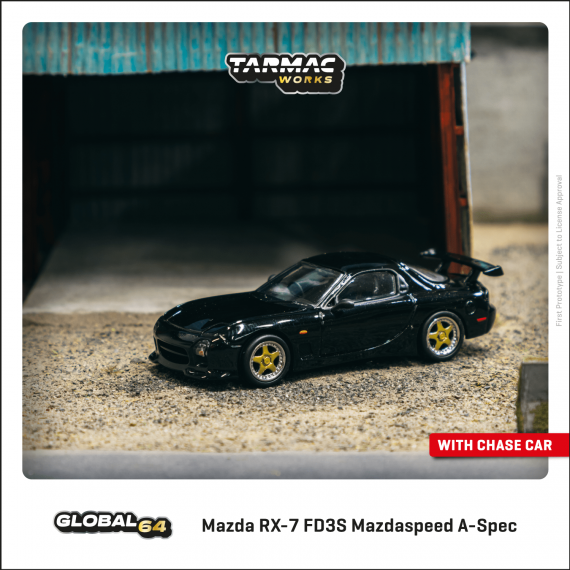 Tarmac Works 1/64 GLOBAL64 Mazda RX-7 FD3S Mazdaspeed A-Spec Brilliant Black T64G-012-BK