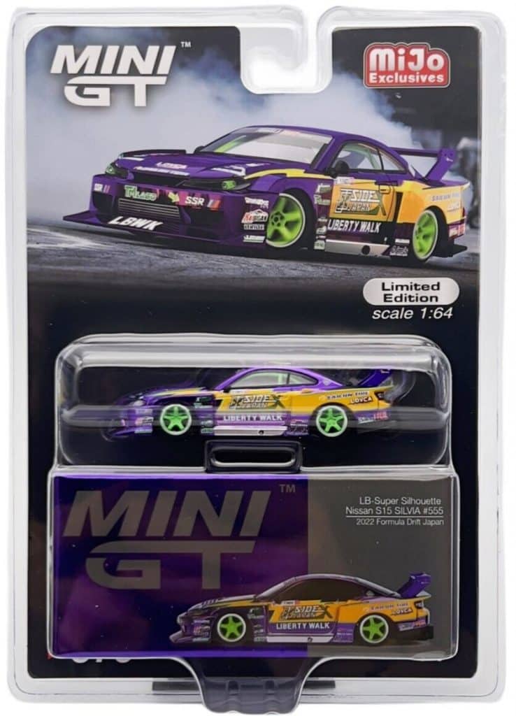 MINI GT No.576 Nissan S15 SILVIA LB-Super Silhouette #555 2022 Formula Drift Japan RHD / pcs USA Blister Packaging MGT00576-MJ