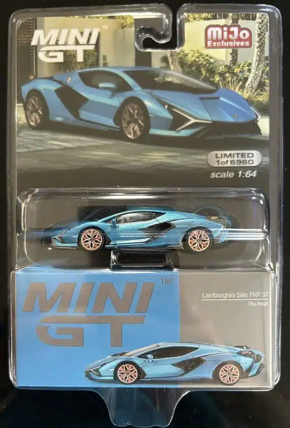 MINI GT No.573 Lamborghini Sián FKP 37 Blu Aegir LHD / USA Blister Packaging MGT00573-MJ