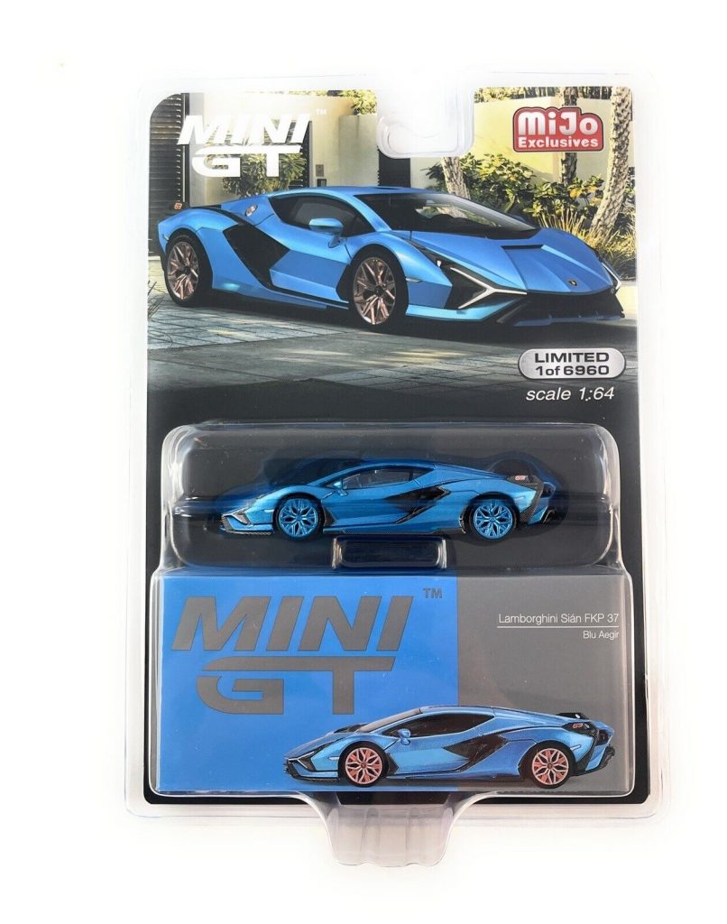 MINI GT No.573 Chase Car Lamborghini Sián FKP 37 Blu Aegir LHD / USA Blister Packaging MGT00573-MJC