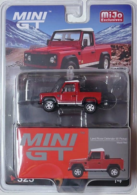 MINI GT No.323 Land Rover Defender 90 Pickup Masai Red LHD / USA Blister Packaging MGT00323-MJ