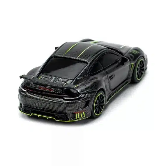 POP RACE 1/64 992 Stinger GTR Carbon Black with Bright Green Stripes PR64-17
