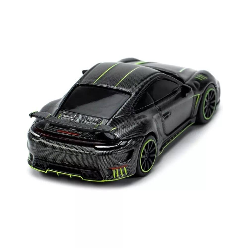 POP RACE 1/64 992 Stinger GTR Carbon Black with Bright Green Stripes PR64-17