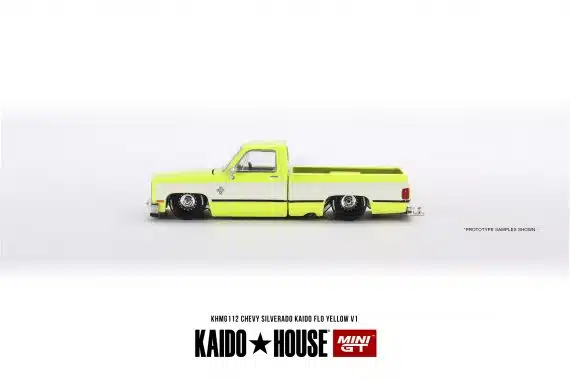 MINI GT Kaido House Chevrolet Silverado KAIDO Flo Yellow V1 KHMG112