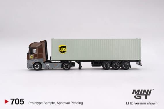 MINI GT No.705 Mercedes-Benz Actros w/ 40 Ft Container " UPS Europe" MGT00705