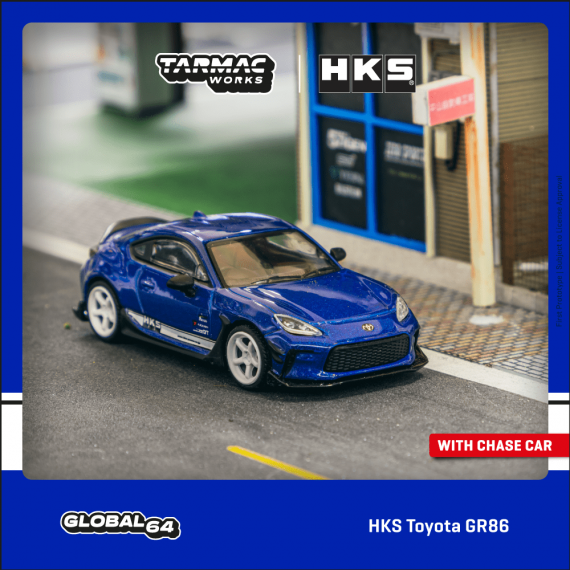 Tarmac Works 1/64 GLOBAL64 HKS Toyota GR86 Blue Metallic T64G-038-BL