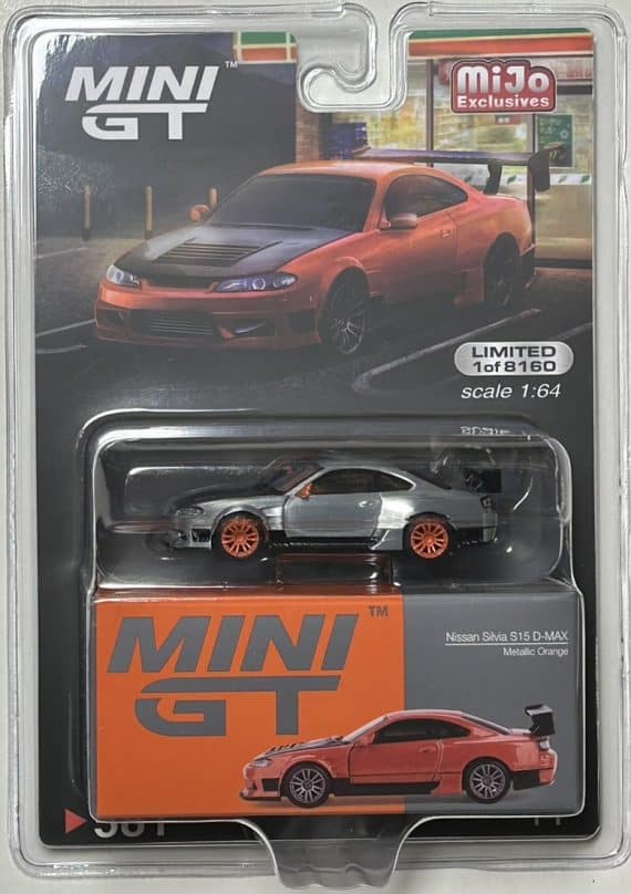 MINI GT No.581 Chase Car Nissan Silvia S15 D-MAX Metallic Orange MGT00581-MJC Diecast model cars