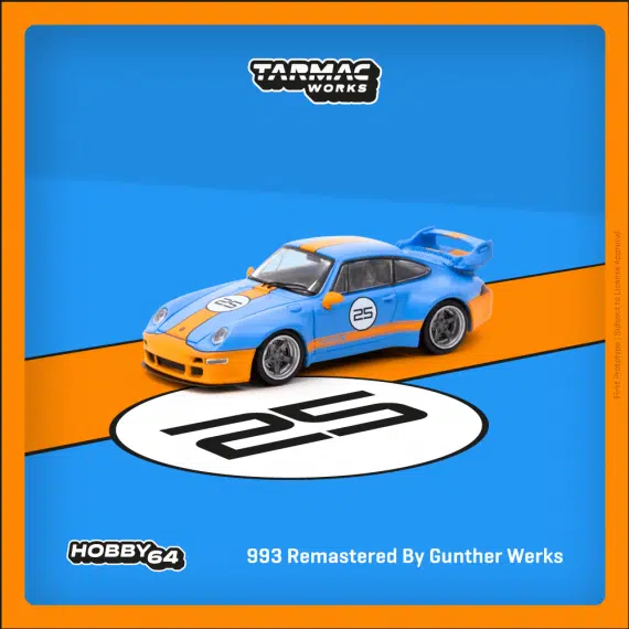 Tarmac Works 1/64 HOBBY64 993 Remastered By Gunther Werks Blue / Orange T64-TL054-BO