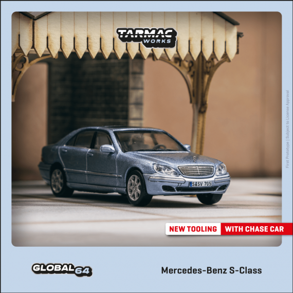 Tarmac Works 1/64 GLOBAL64 Mercedes-Benz S-Class Horizon Blue Metallic T64G-072-BL