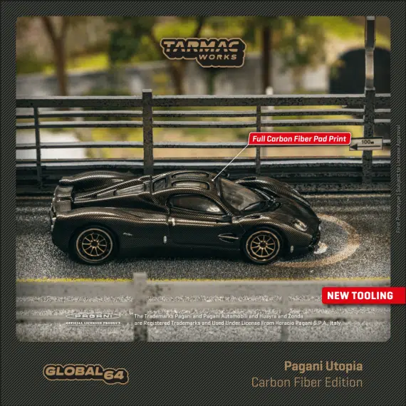 Tarmac Works 1/64 GLOBAL64 Pagani Utopia - CARBON FIBER EDITION Black Carbon Fiber T64G-TL055-BCF