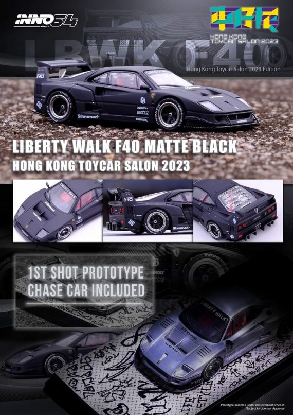 INNO64 1/64 Liberty Walk F40 Hong Kong Toycar Salon 2023 Special Edition Diecast Model Car IN64-LBWKF40-HKTS23