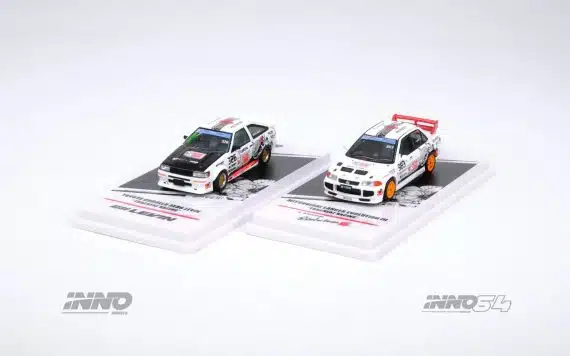 INNO64 1/64 Toyota Corolla AE86 Levin "TRACKERS RACING" & Mitsubishi Lancer Evolution III Box Set Collection Diecast Model Car IN64-TRACKERZ-BOX