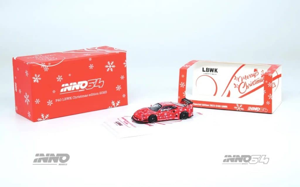 INNO64 1/64 LBWK F40 X‘MAS 2023 Specia Edition Red Diecast Model Car IN64-LBWKF-40-XMAS23