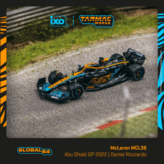 Tarmac Works 1/64 GLOBAL64 McLaren MCL36 Abu Dhabi Grand Prix 2022 Daniel Ricciardo T64G-F041-DR3
