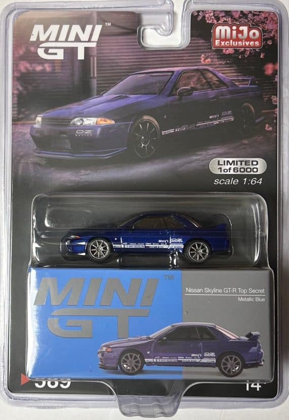 MINI GT No.589 Nissan Skyline GT-R Top Secret VR32 Metallic Blue USA Blister Packaging RHD MGT00589