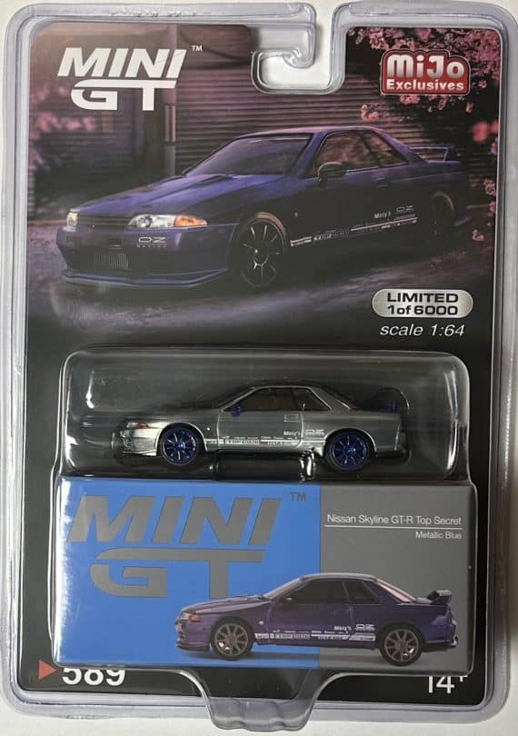 MINI GT No.589 Chase Car Nissan Skyline GT-R Top Secret VR32 Metallic Blue USA Blister Packaging RHD MGT00589-MJC