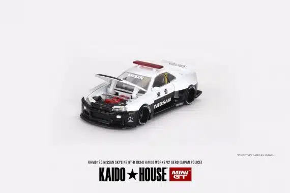 MINI GT No.120 Kaido House Nissan Skyline GT-R R34 Kaido Works (V2 Aero) Police KHMG120