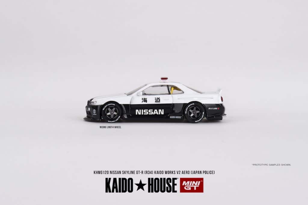 MINI GT No.120 Kaido House Nissan Skyline GT-R R34 Kaido Works (V2 Aero) Police KHMG120