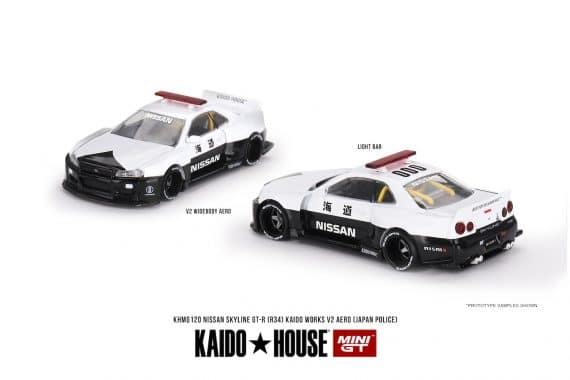 MINI GT No.120 Kaido House Nissan Skyline GT-R R34 Kaido Works (V2 Aero) Police KHMG120