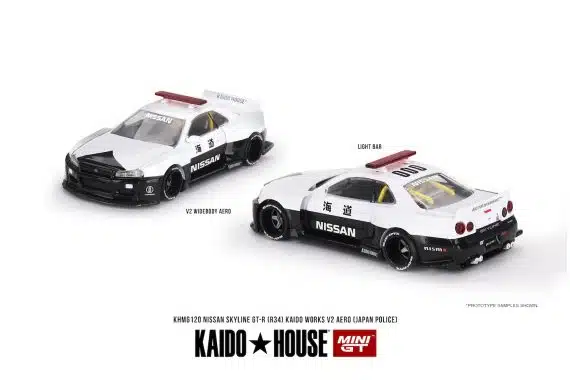 MINI GT No.120 Kaido House Nissan Skyline GT-R R34 Kaido Works (V2 Aero) Police KHMG120