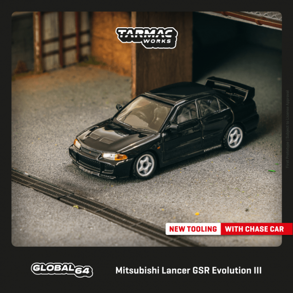 Tarmac Works 1/64 GLOBAL64 Mitsubishi Lancer GSR Evolution III Black T64G-050-BK