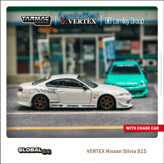 Tarmac Works 1/64 GLOBAL64 VERTEX Nissan Silvia S15 White Metallic T64G-023-WH