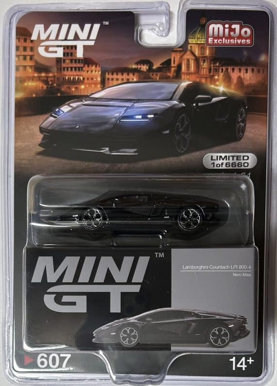 MINI GT No.607 miJo Exclusives Lamborghini Countach LPI 800-4 Nero Maia LHD MGT00607-MJ Diecast model cars