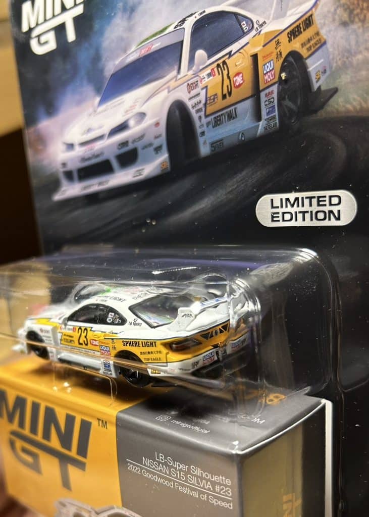 MINI GT No.618 miJo Exclusives Nissan LB-Super Silhouette S15 SILVIA #23 2022 Goodwood Festival of Speed USA Blister Packaging MGT00618-MJ Diecast model cars