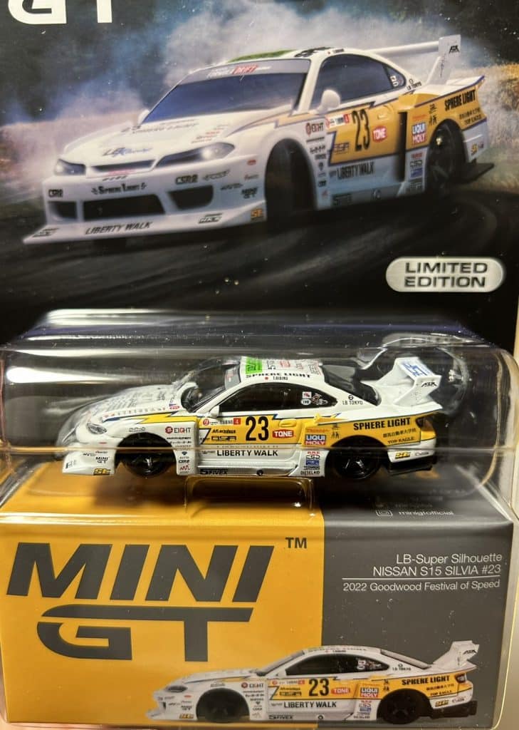 MINI GT No.618 miJo Exclusives Nissan LB-Super Silhouette S15 SILVIA #23 2022 Goodwood Festival of Speed USA Blister Packaging MGT00618-MJ Diecast model cars