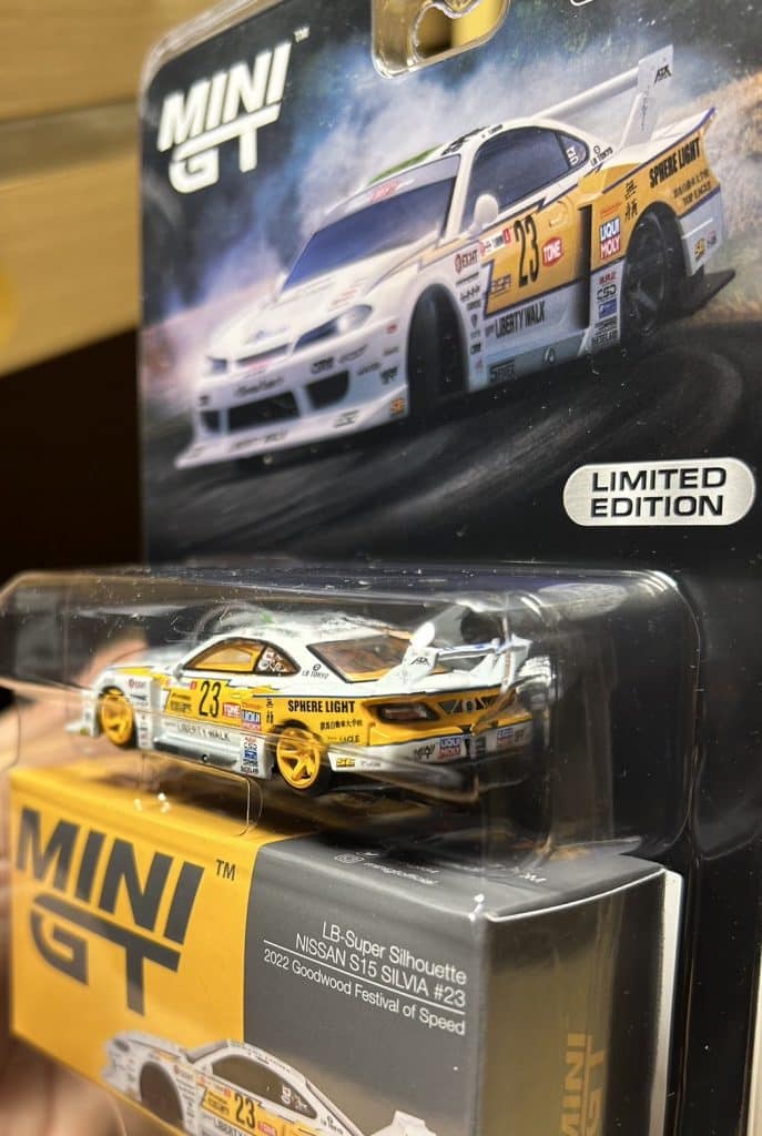 MINI GT No.618 miJo Exclusives Chase Car Nissan LB-Super Silhouette S15 SILVIA #23 2022 Goodwood Festival of Speed USA Blister Packaging MGT00618-MJC Diecast model cars