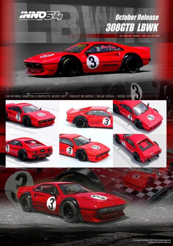 INNO64 1/64 Liberty Walk 308 GTB Red IN64-LBWK308-RED