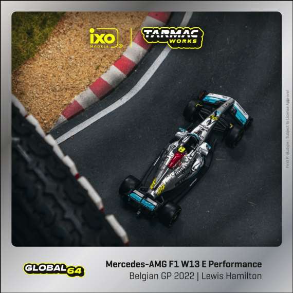 Tarmac Works 1/64 GLOBAL64 Mercedes-AMG F1 W13 E Performance Belgian Grand Prix 2022 Lewis Hamilton T64G-F044-LH3