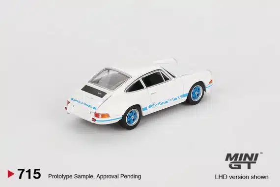 MINI GT No.715 Porsche 911 Carrera RS 2.7 Grand Prix White with Blue Livery MGT00715