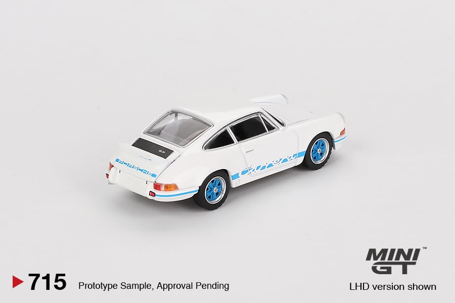 MINI GT No.715 Porsche 911 Carrera RS 2.7 Grand Prix White with Blue Livery MGT00715