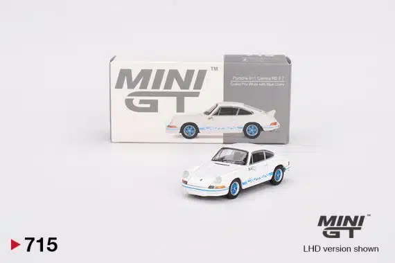 MINI GT No.715 Porsche 911 Carrera RS 2.7 Grand Prix White with Blue Livery MGT00715