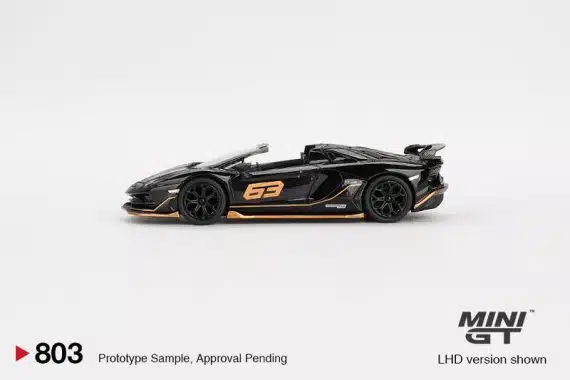 MINI GT No.803 Lamborghini Aventador SVJ 63 Roadster Nero Aldebaran MGT00803