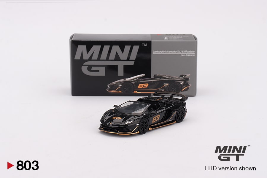 MINI GT No.803 Lamborghini Aventador SVJ 63 Roadster Nero Aldebaran MGT00803