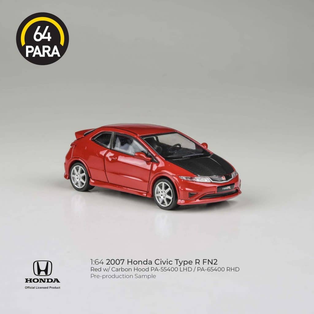 PARA64 1:64 2007 Honda Civic Type R FN2 Red/carbon hood PA-65400
