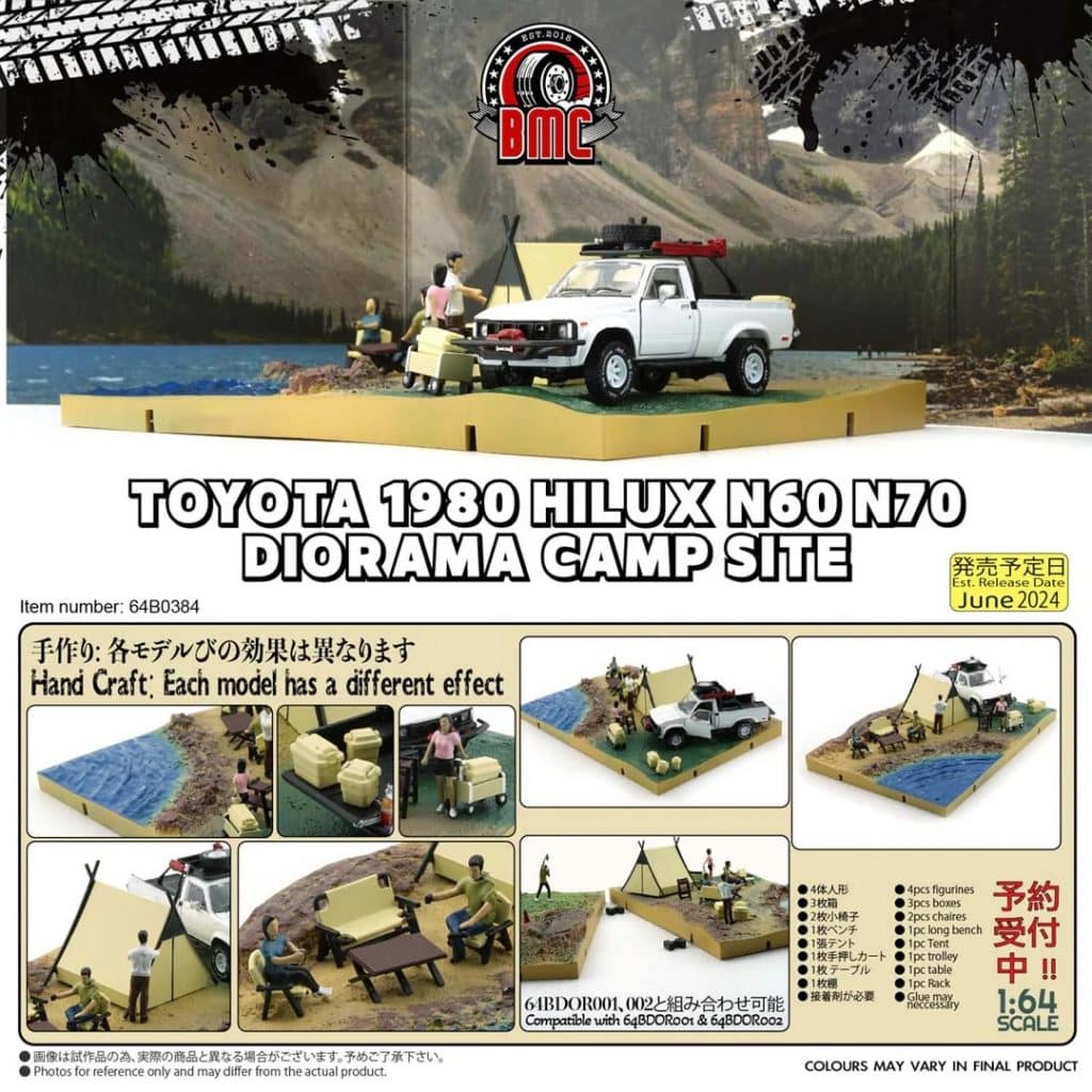 BMC Toyota Hilux 1980 N60 N70 Series Accessory Pack with Camping Dirorama