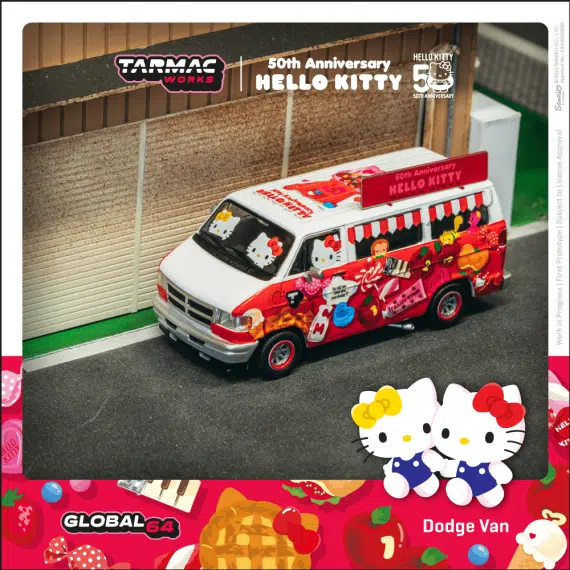 Tarmac Works 1:64 GLOBAL64 Dodge Van Hello Kitty Food Truck