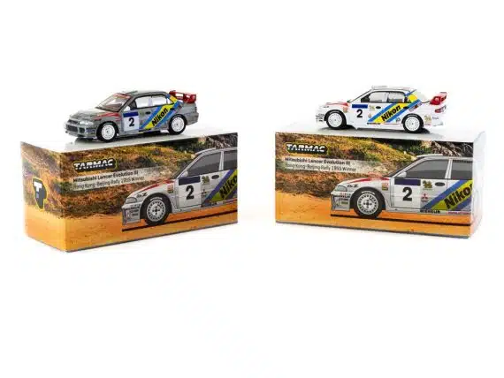 Tarmac Works 1:64 GLOBAL64 Mitsubishi Lancer Evolution III Hong Kong-Beijing Rally 1995 Winner T64G-050-95HKBR02