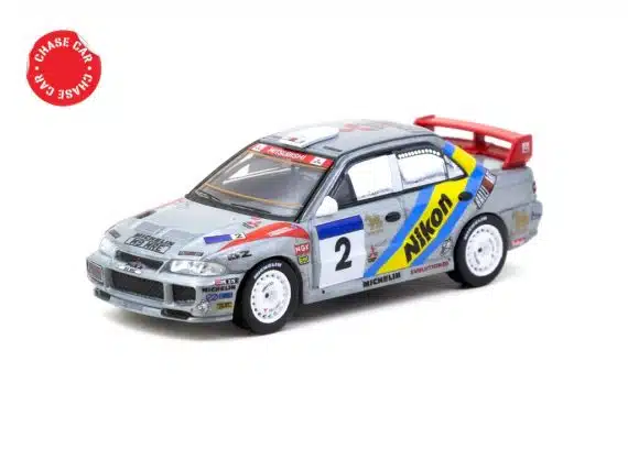 Tarmac Works 1:64 GLOBAL64 Mitsubishi Lancer Evolution III Hong Kong-Beijing Rally 1995 Winner T64G-050-95HKBR02