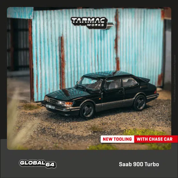 Tarmac Works 1:64 GLOBAL64 Saab 900 Turbo Black T64G-056-BK